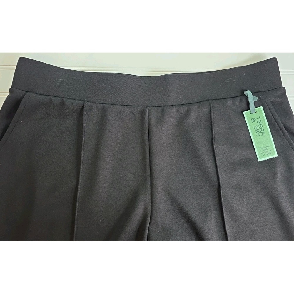 TERRA & SKY WOMENS BLACK SCUBA KICK FLARE PANTS SIZE 1x 16-18 NWT